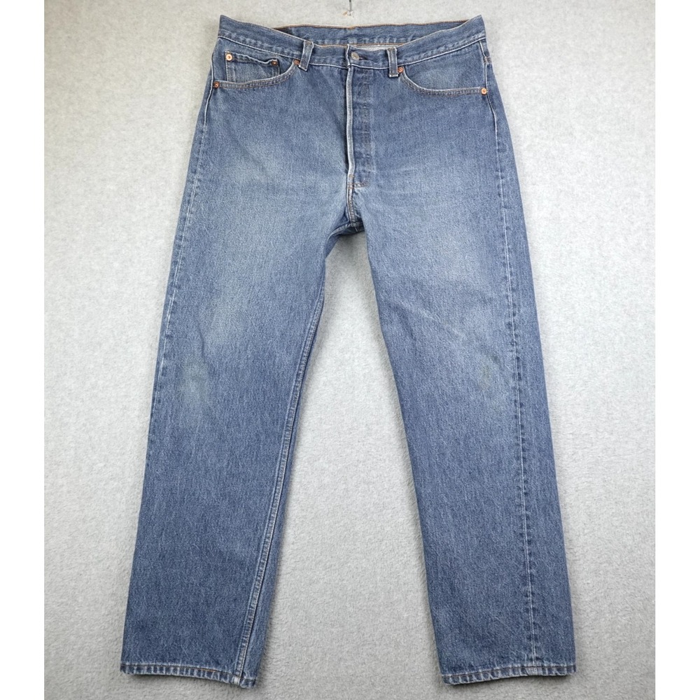 Levis 501XX Jeans Mens 35x29.5 Actual USA Blue Light Wash Button Fly Vintage 90s